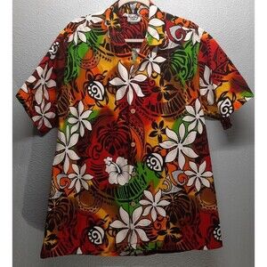 Paradise Style Hawaii Men's XL Floral Multicolor Button Down Short Sleeve Shirt